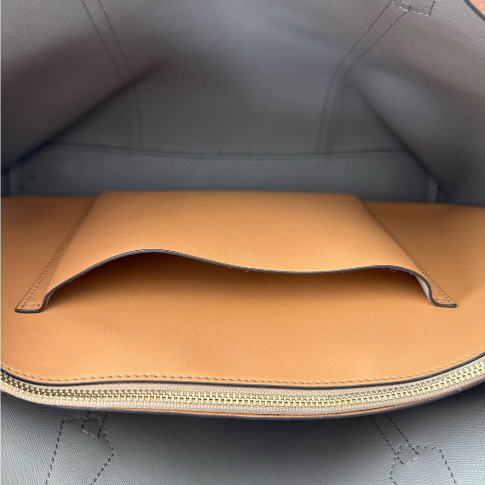 Tory Burch Brown Leather Tote with Gold Accent - Picture 7 of 12